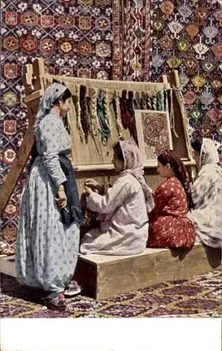 Ak Muhamedanische Ausstellung München 1910, Teppichweber