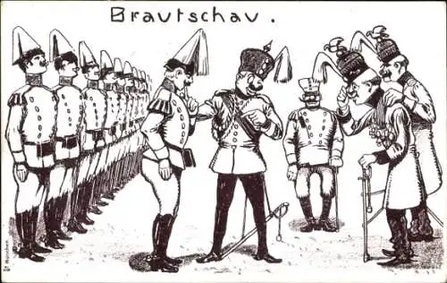 Künstler Ak Brautschau, Soldaten