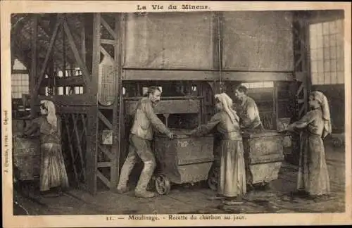 Ak La Vie du Mineur, Moulinage, Tägliches Kohlerezept