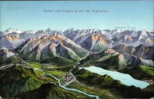 Landkarten Ak Spittal an der Drau Kärnten, Ort, Umgebung