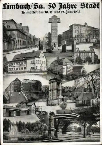 Ak Limbach Oberfrohna in Sachsen, 50 Jahre Stadt, Heimatfest 1933, Sparkasse, Gebäude
