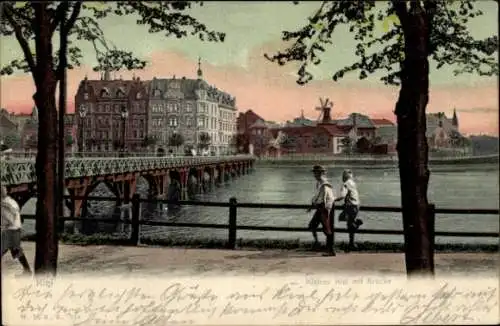 Ak Kiel in Schleswig Holstein, Kleiner Kiel, Brücke, Kinder, Windmühle
