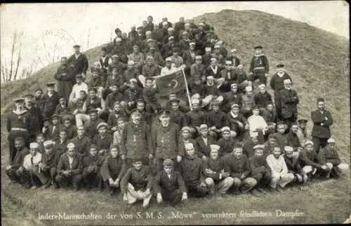 Ak Indermannschaften der von SMS Möwe versenkten feindlichen Dampfer, Gedicht Heimkehr der Möwe