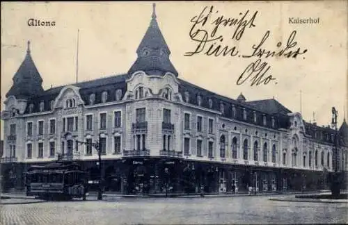 Ak Hamburg Altona, Kaiserhof, Fassade, Zigarrenladen, Straßenbahn