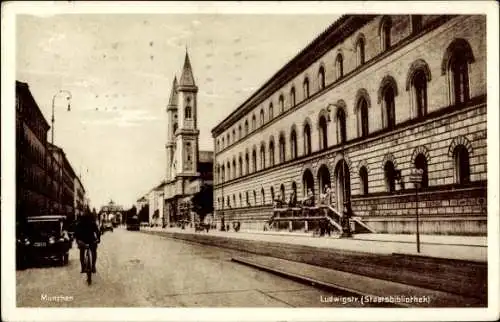 Ak München, Ludwigstraße, Staatsbibliothek