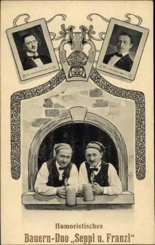 Ak Humoristisches Bauern-Duo Seppl und Franzl