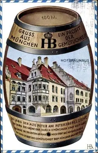 Künstler Ak Boettcher, Hans, München Bayern, Hofbräuhaus, Bierfass