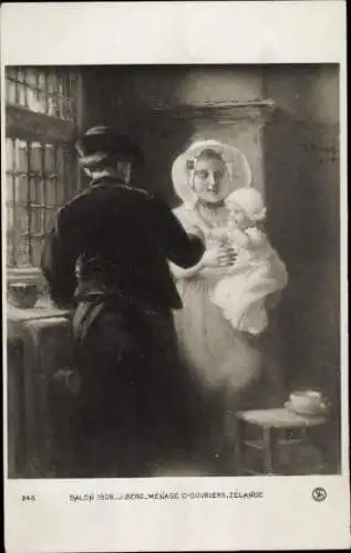 Künstler Ak Berg, J., Menage d'Ouvriers, Salon von 1908