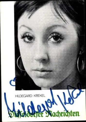 Ak Schauspielerin Hildegard Krekel, Portrait, Autogramm, Düsseldorfer Nachrichten