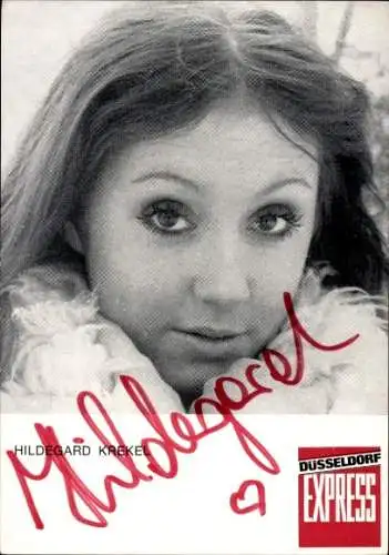 Ak Schauspielerin Hildegard Krekel, Portrait, Autogramm, Düsseldorf Express
