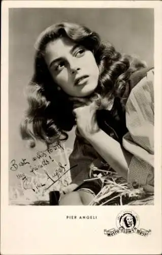 Ak Schauspielerin Pier Angeli in Begegnung in Tunis, MGM Film, Autogramm