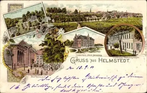 Litho Helmstedt, Waldfriede, Bad Helmstedt, Landwirtschaftliche Schule, Haushaltungsschule, Panorama