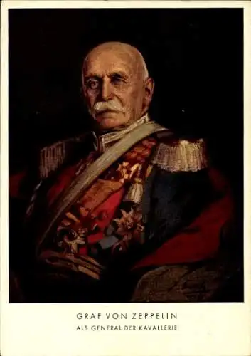 Künstler Ak Emerich, Graf von Zeppelin, Portrait als General der Kavallerie, Uniform