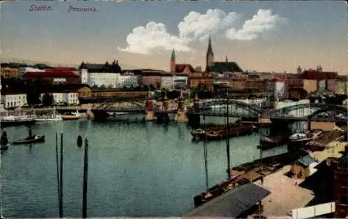 Ak Szczecin Stettin Pommern, Panorama