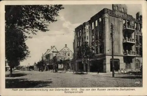 Ak Nesterow Stallupönen Ostpreußen, Goldaperstraße, Kriegszerstörung I. WK