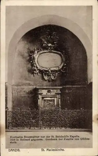 Ak Gdańsk Danzig, St. Marien-Kirche, St. Reinholds-Kapelle, Bronzegitter