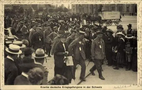 Ak Kranke deutsche Kriegsgefangene in der Schweiz, I. WK