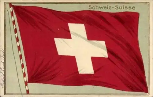 Ak Schweiz, Suisse, Schweizer Landesflagge