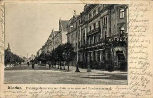 Ak München, Prinzregentenstraße, Nationalmuseum, Friedensdenkmal