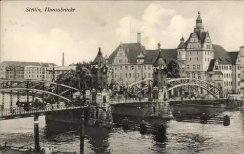Ak Szczecin Stettin Pommern, Hansabrücke