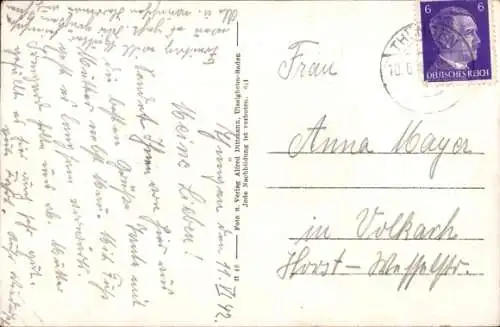 Ak Thüngen Unterfranken, Schloss, Springbrunnen