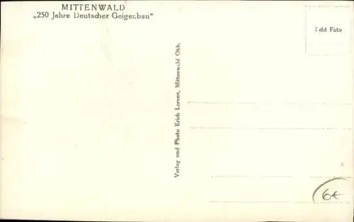 Ak Mittenwald in Oberbayern, Geigenbauwerkstätte J. Reiter