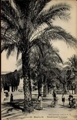Ak Boufarik Algerien, Boulevard Nationale, Palmen