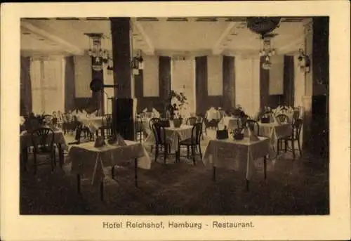 Ak Hamburg Mitte Altstadt, Hotel Reichshof, Restaurant, Innenansicht