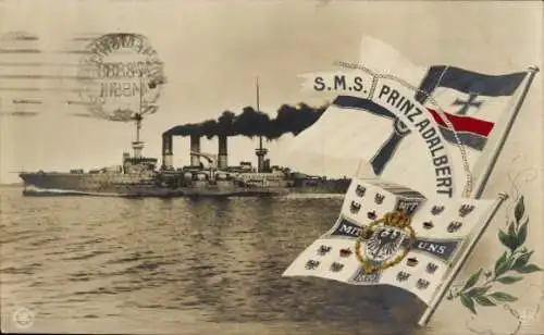 Ak Deutsches Kriegsschiff, SMS Prinz Adalbert, Großer Kreuzer, Kaiserliche Marine