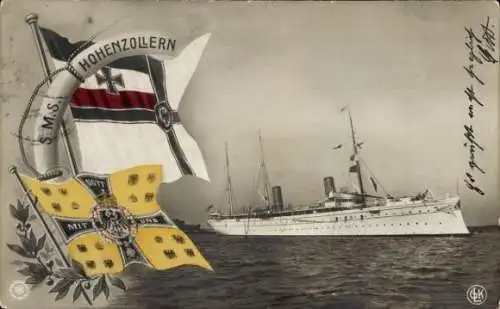 Ak Deutsches Kriegsschiff SMS Hohenzollern, Reichskriegsflagge, NPG