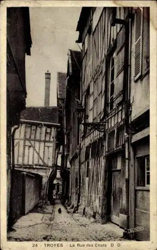 Ak Troyes Aube, Rue de Chats