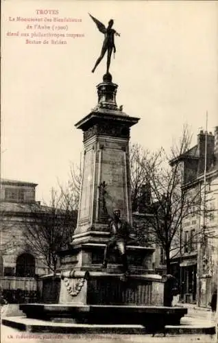 Ak Troyes Aube, Monument des Bienfaiteurs de l'Aube, 1900