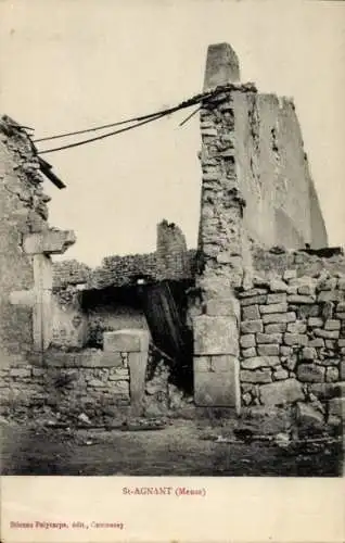 Ak Saint Agnant Meuse, Ruine