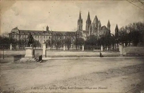 Ak Caen Calvados, Lyzeum, Saint-Etienne Kirche, Abtei, Denkmal