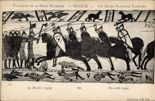 Ak Bayeux Calvados, Tapisserie de la reine Mathilde, Battaile s'engage