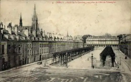 Ak Nancy Meurthe et Moselle, Place de la Carriere, vue prise de L'Arc de Triomphe