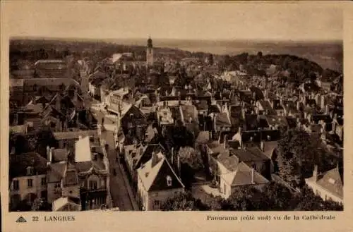 Ak Langres Haute Marne, Panorama, Kathedrale