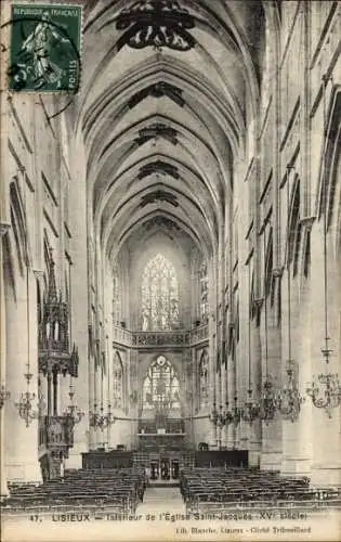 Ak Lisieux Calvados, Saint-Jarcques Kirche, XV siecle, Inneres