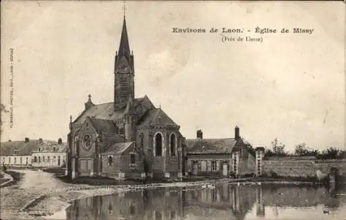 Ak Missy Aisne, Kirche, pres de Liesse