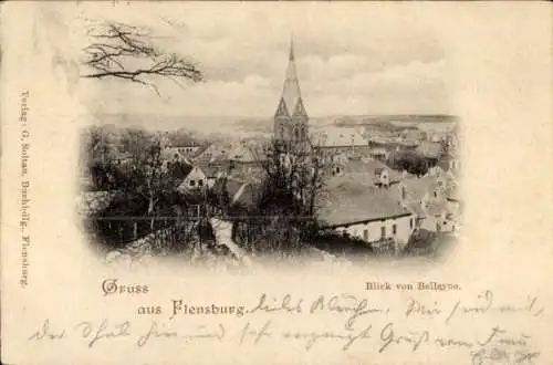 Ak Flensburg in Schleswig Holstein, Blick von Bellevue, Kirche