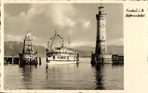 Ak Lindau am Bodensee Schwaben, Hafeneinfahrt