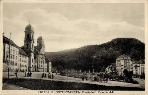 Ak Einsiedeln Kt. Schwyz, Hotel Klostergarten