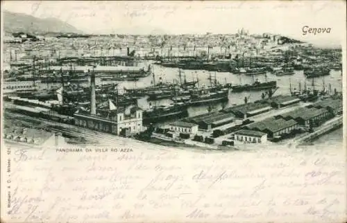 Ak Genova Genua Liguria, Panorama, Hafenblick