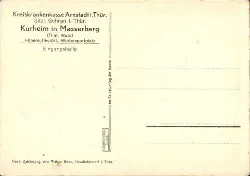 Künstler Ak Rose A., Masserberg, Kurheim, Eingangshalle