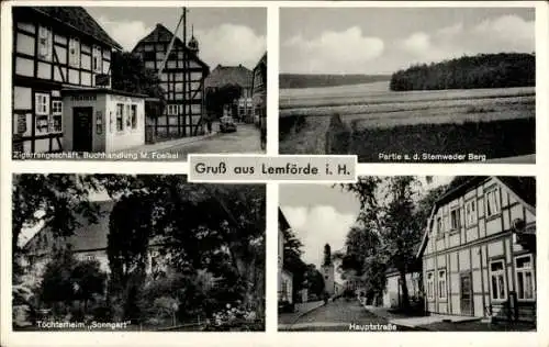 Ak Lemförde Niedersachsen, Geschäft M. Foelkel, Landschaftsblick, Töchterheim Sonnegart, Haupstraße