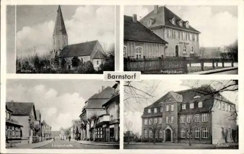 Ak Barnstorf in Niedersachsen, Kirche, Postgebäude, Schule, Langestraße