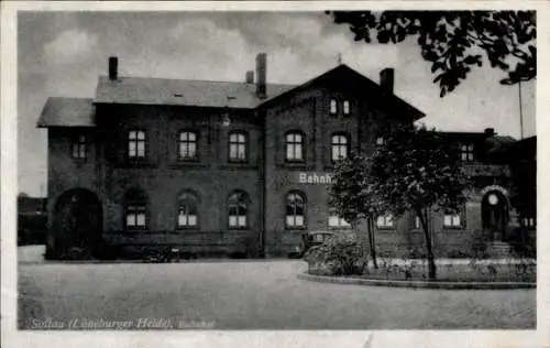 Ak Soltau Lüneburger Heide Niedersachsen, Bahnhof, Straßenseite