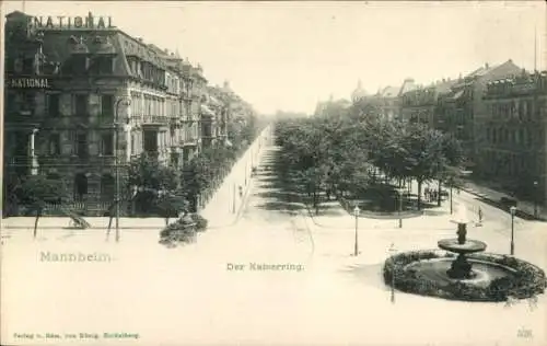 Ak Mannheim in Baden, Kaiserring, Brunnen