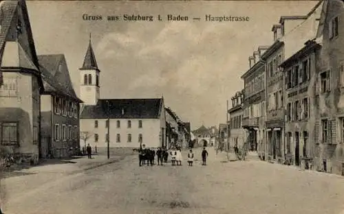 Ak Sulzburg im Markgräflerland Baden Schwarzwald, Hauptstraße, Kirche