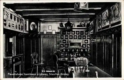 Ak Staufen im Breisgau, Fauststube, Gasthaus zum Löwen, Kamin